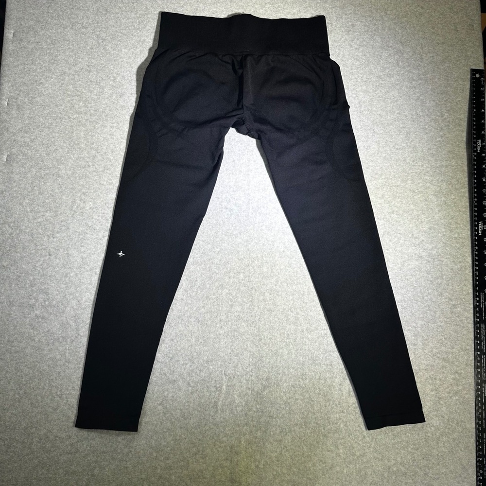 Halara Black Ribbed High Waisted Full Length Seamless Leggings Large 02705013
